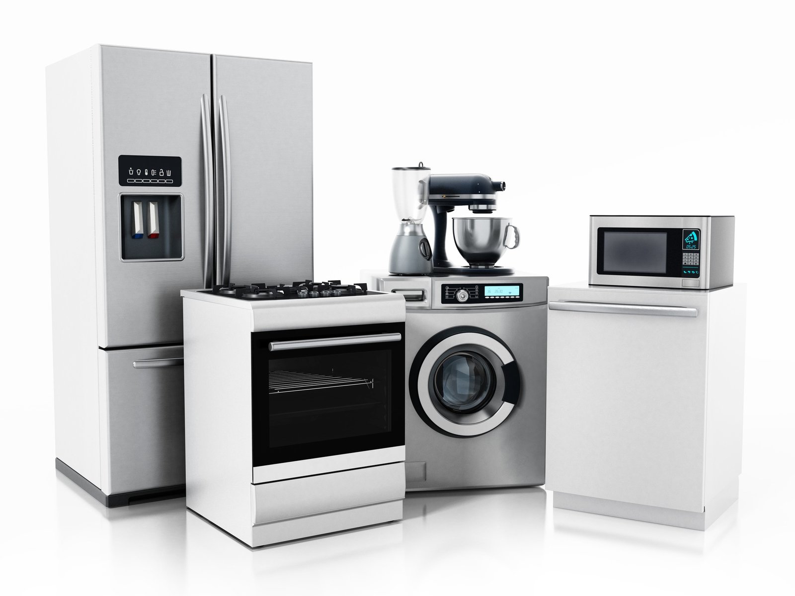 Household equipments isolated on white background. 3D illustration.